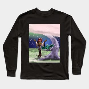 African American Girl and Owl Long Sleeve T-Shirt